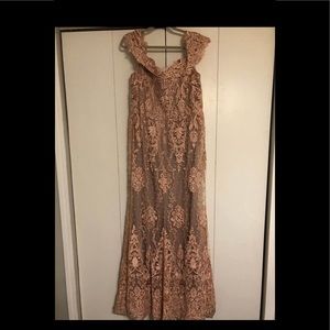 Cameron Blake Dusty Rose off-the-shoulder Gown